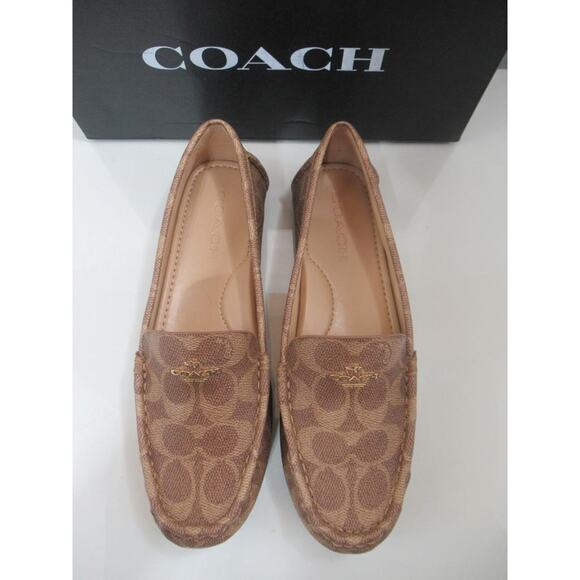 Coach Marley Coated Canvas Driver Signature C Slip On Moccasin Shoe Tan Size 7.5 - Picture 7 of 10
